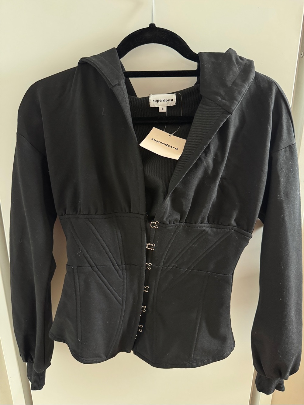 NEW w tags revolve superdown black hoodie with corset detail size small
